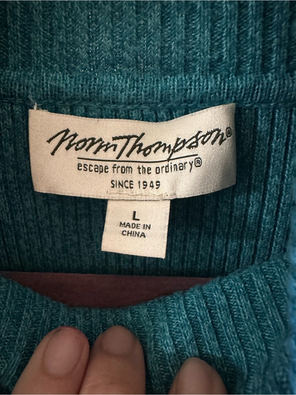 Norm Thompson Teal Ribbed Turtleneck Sweater